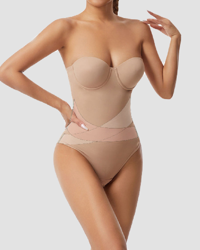 Body de Mujer Sin Tirantes con Sostén Incorporado y Control de Abdomen en Forma de X