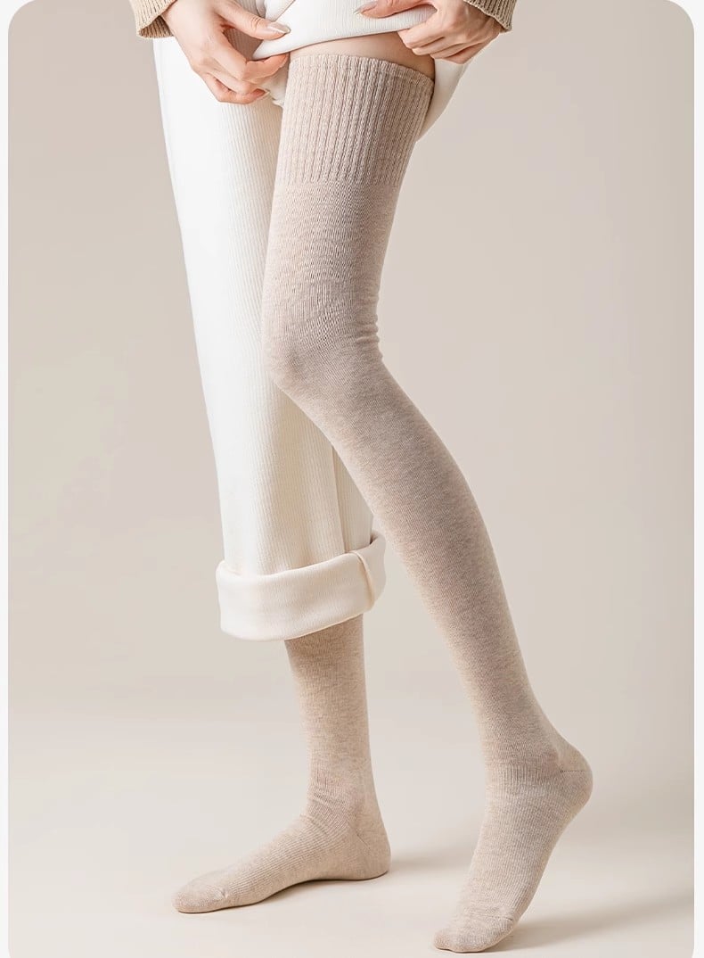 🧦❄️ Calcetines Térmicos Hasta la Rodilla para Mujer 100% Algodón – Súper Cálidos, Suaves y Perfectos para el Invierno ✨💖