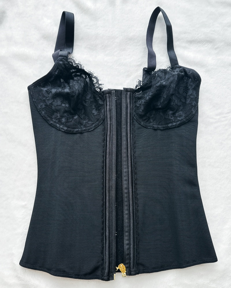 Shapshe® Top Corset de Encaje con Escote en V Profundo, Cinturilla Entrenadora con Cierre Frontal