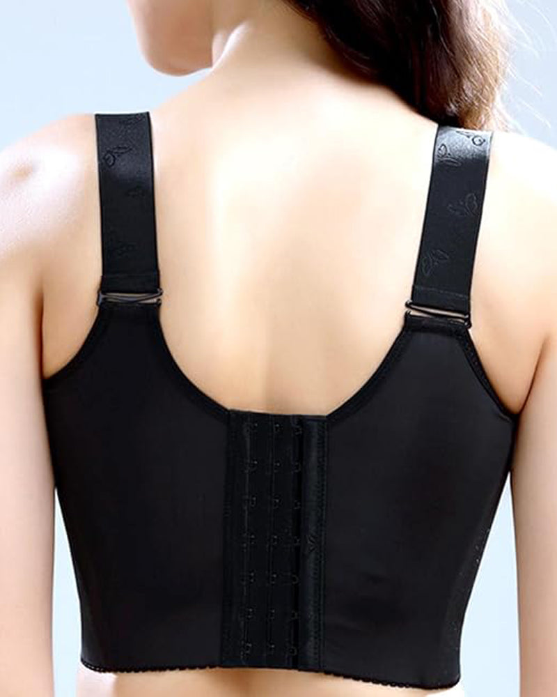 Sostén Push Up Sin Aros para Mujer con Soporte Lateral, Corsé Largo y Tirantes Anchos Ajustables