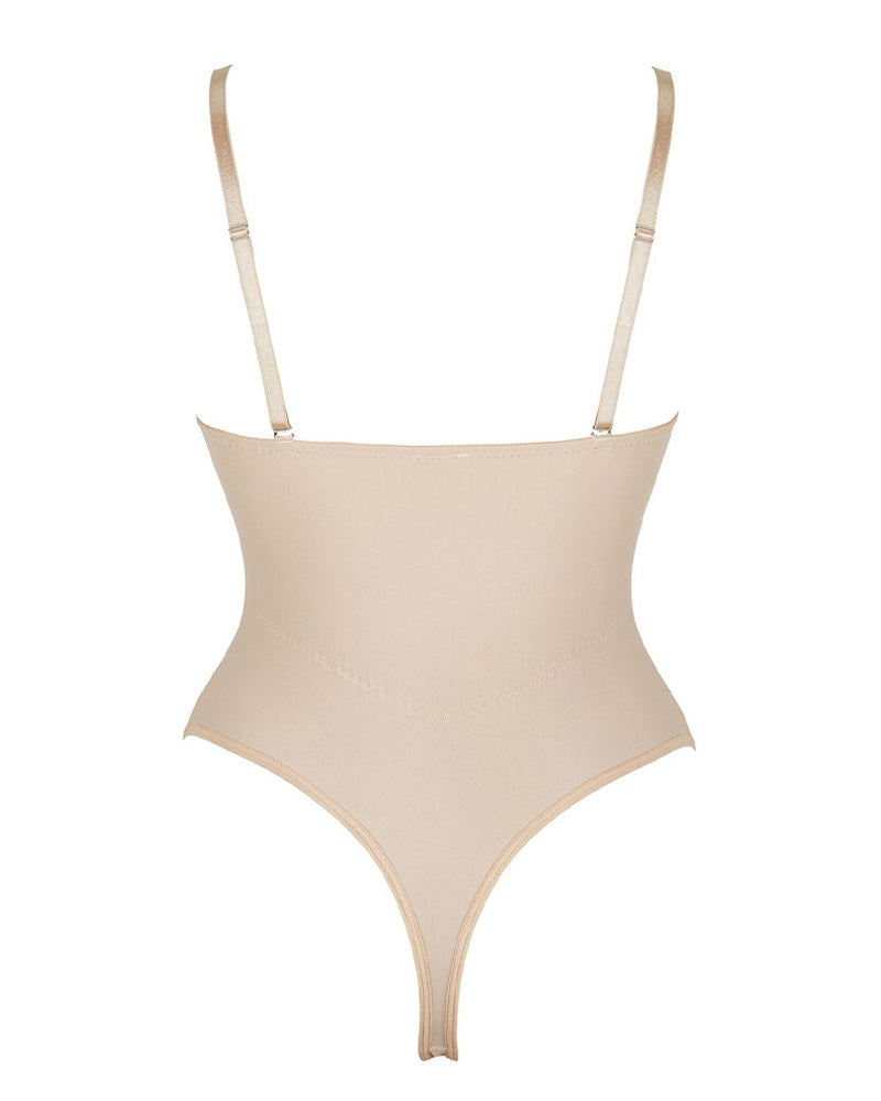 Corsé Sexy de Malla Moldeadora Body Sin Espalda con Tanga y Sostén Incorporado