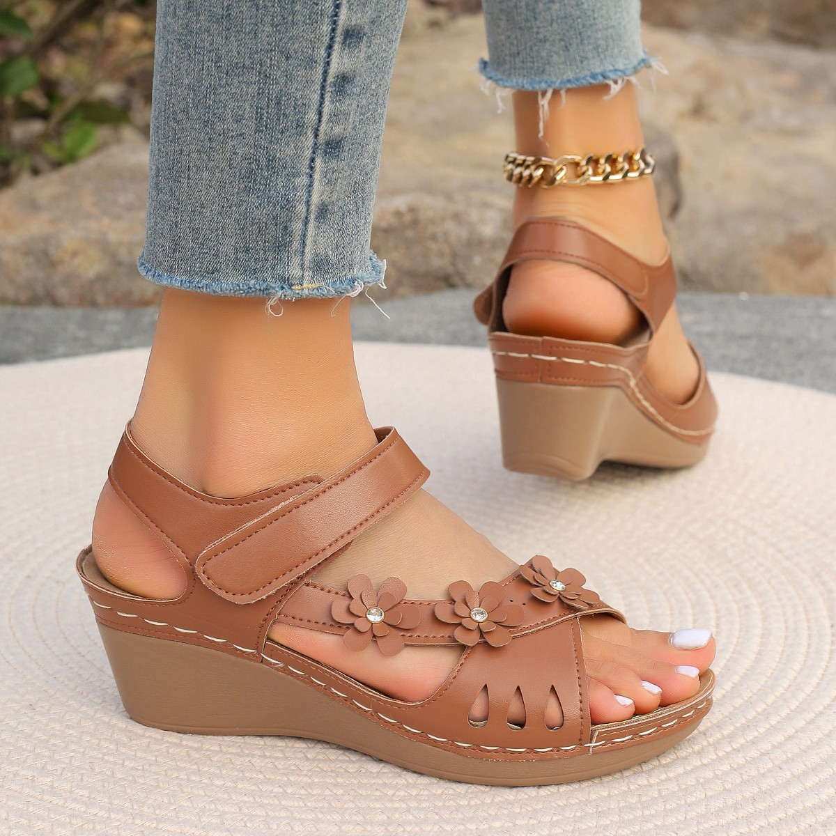 Sandalias Ortopédicas Cuero Suave Flor Prisma Serenidad, Postura Saludable y Comodidad Todo el Día