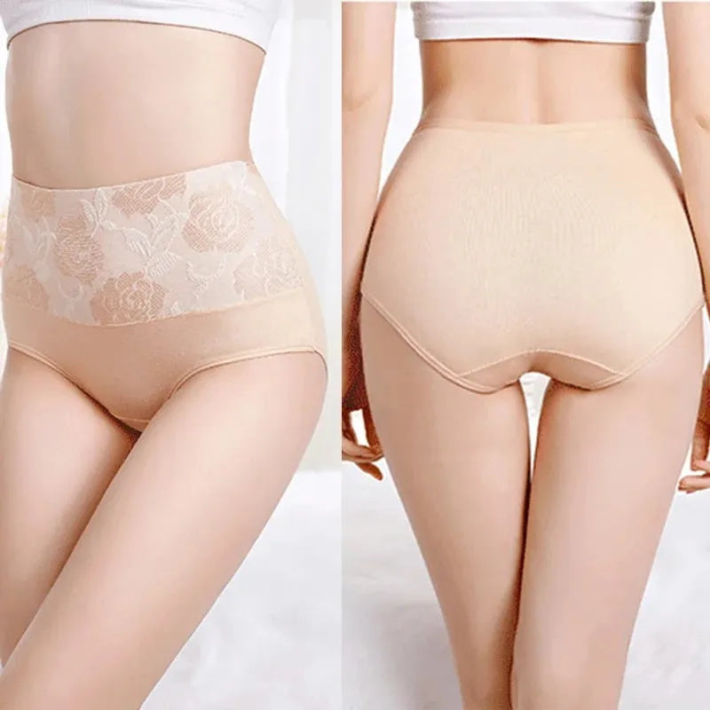 🌸Evento por tiempo limitado, compre 5 y obtenga 5 gratis🌸Ropa interior de algodón antibacteriano e higroscópico adelgazante abdominal de cintura alta