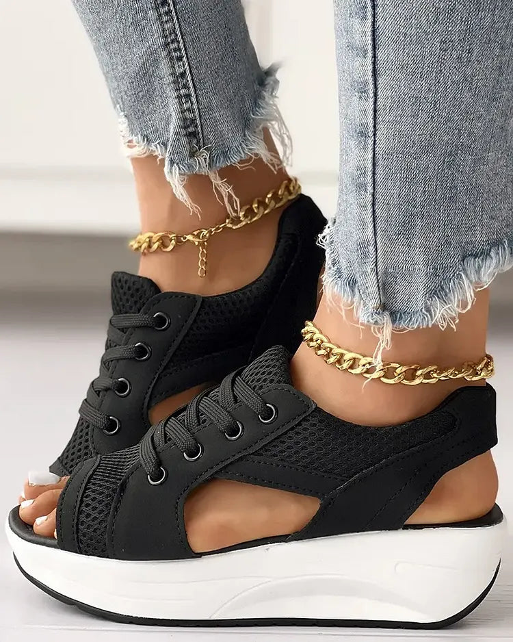 ✨SANDALIAS MUFFIN CON CORDONES Y ABERTURAS CON PANELES EN CONTRASTE✨
