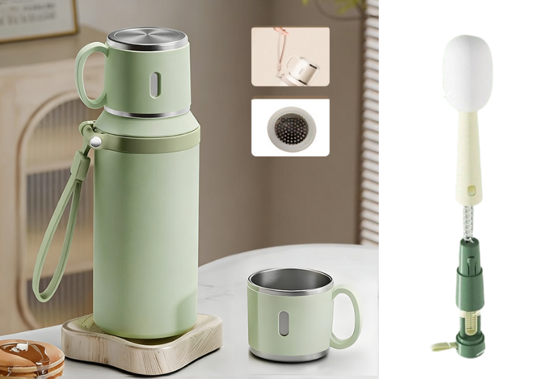 ☕🌟 Botella de Acero Inoxidable con Aislamiento al Vacío y Taza con Tapa – Mantén tus Bebidas a la Temperatura Ideal por Más Tiempo 🧊🔥