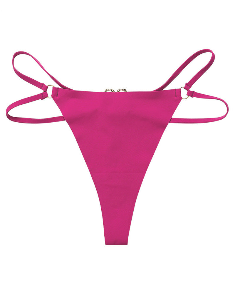 Tanga sin costuras para mujer, cintura baja, anillo metálico, sexy, ropa interior tentación T