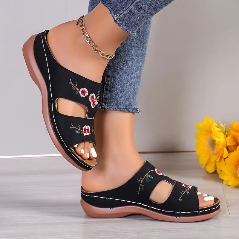 Sandalias de Cuña Sintético Aurora Flor Equilibrio, Comodidad Natural Todo el Día