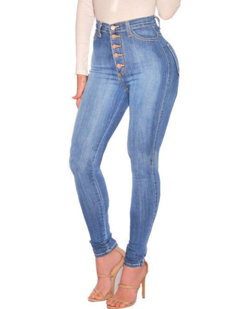 Jeans ajustados de tiro alto para mujer que realzan el glúteo
