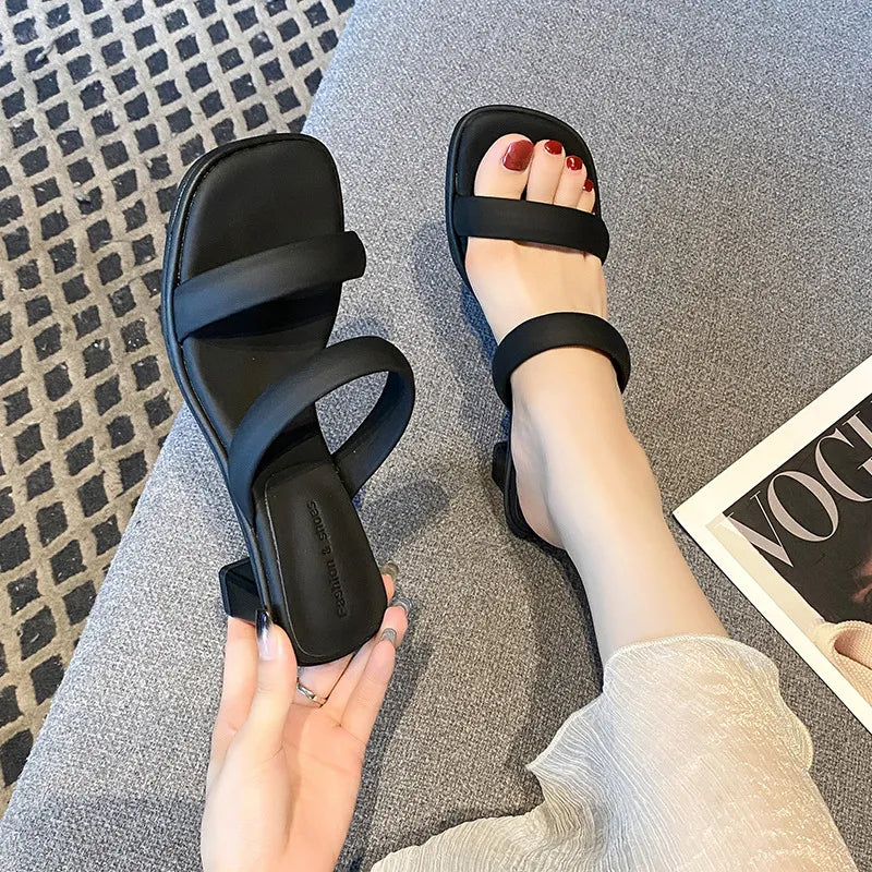 Sandalias de Tacón Cuero Suave Esencia Cumbre Armonía, Elegancia Cómoda Todo el Día