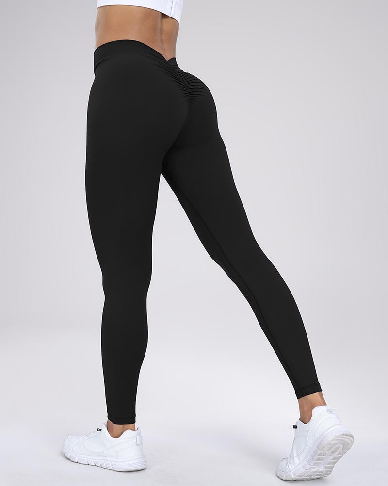 Leggings de Yoga con Espalda en V y Fruncido en Glúteos, Cintura Alta, Súper Suaves para Entrenamiento
