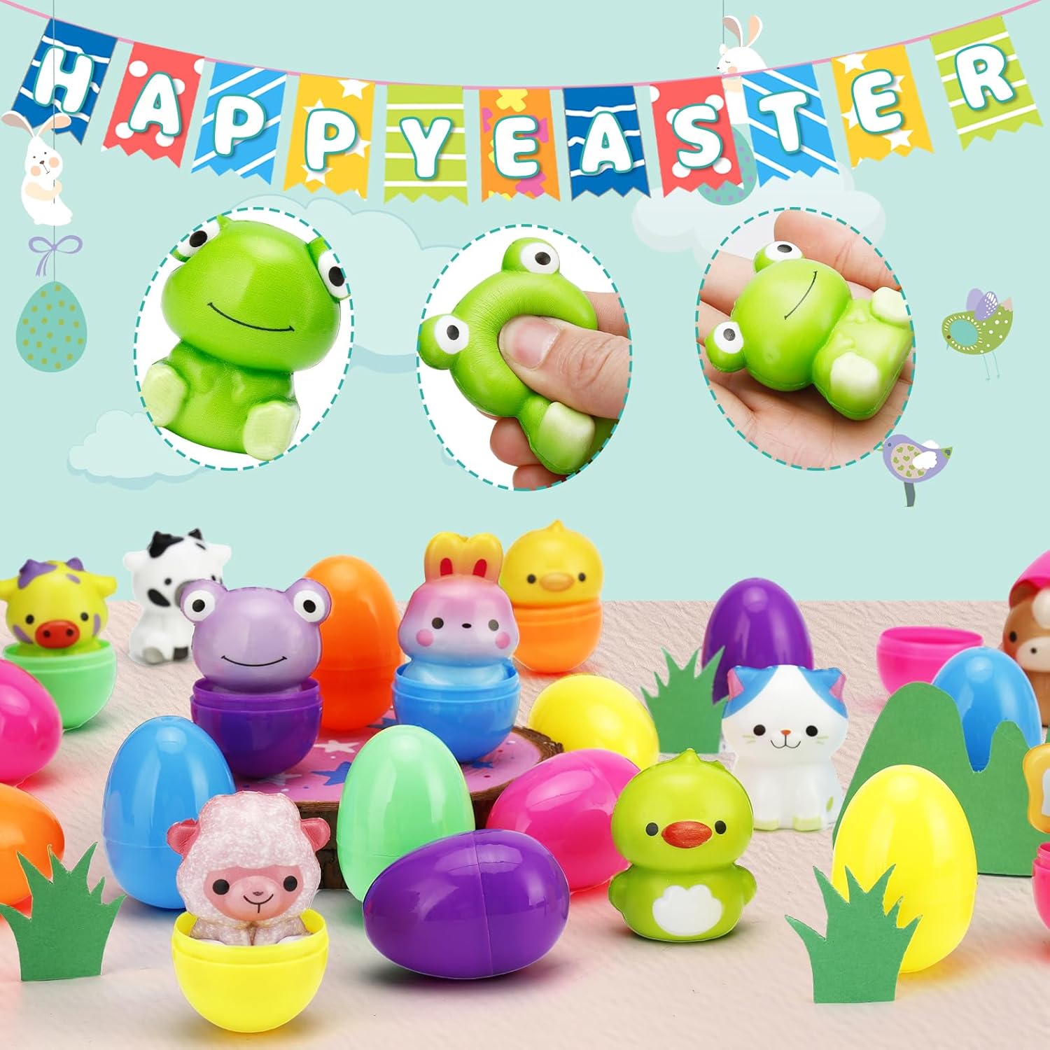 🐣✨ Huevos de Pascua Juguetes Blandos Precargados de Crecimiento Lento (12/24 Piezas) – Diversión y Sorpresas para Todos los Niños 🐰💖