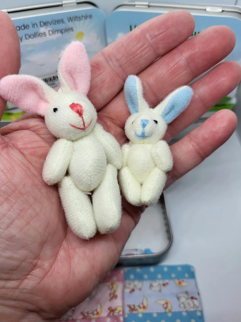 🐰 Mini Peluche de Conejito en Lata – Regalo Divertido y Encantador para Pascua 🎁✨