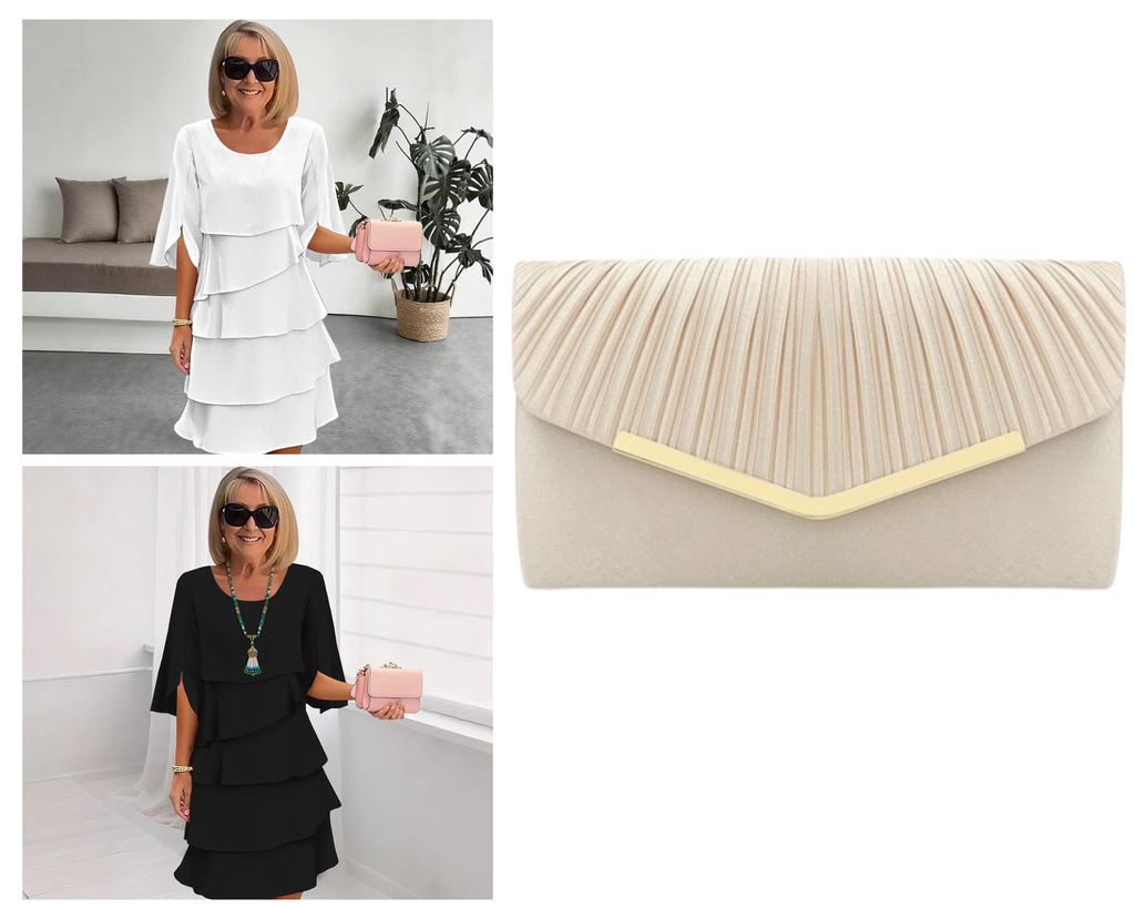 ✨ Elegante Vestido Laminado con Mangas de Volantes para Mujer – Estilo Sofisticado y Confortable para Cualquier Ocasión 💃🌟