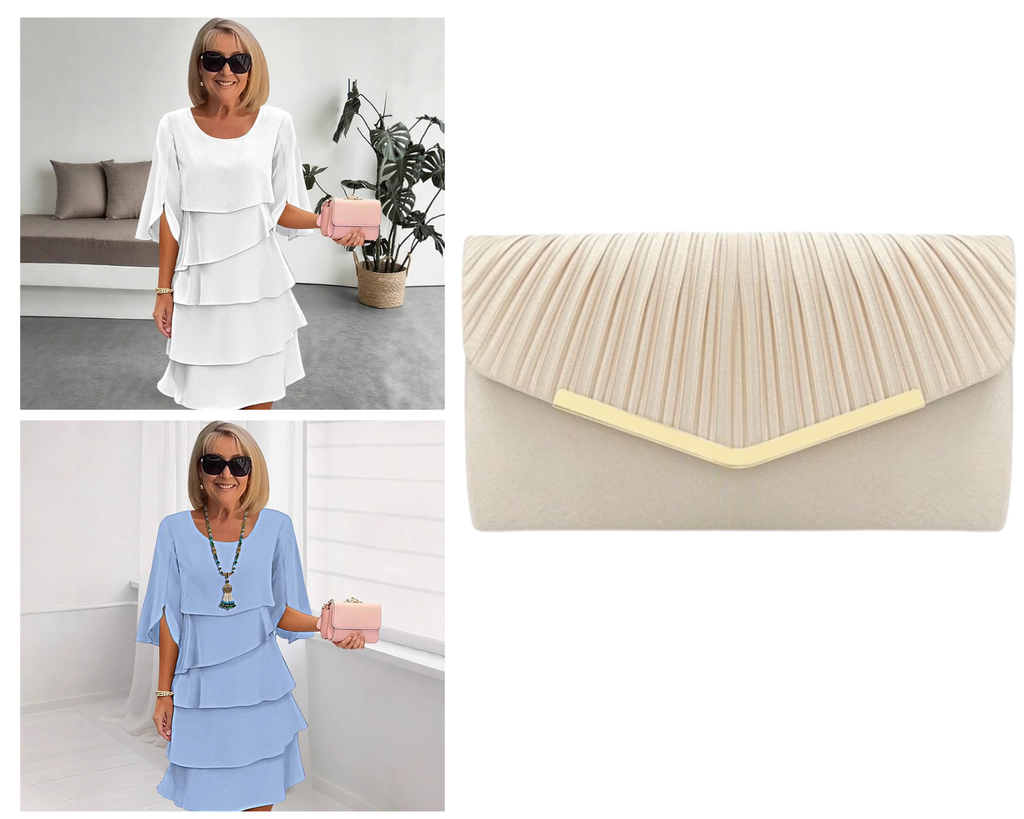✨ Elegante Vestido Laminado con Mangas de Volantes para Mujer – Estilo Sofisticado y Confortable para Cualquier Ocasión 💃🌟