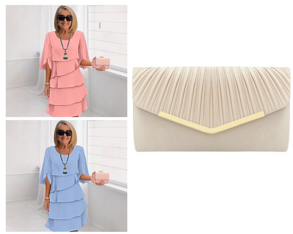 ✨ Elegante Vestido Laminado con Mangas de Volantes para Mujer – Estilo Sofisticado y Confortable para Cualquier Ocasión 💃🌟
