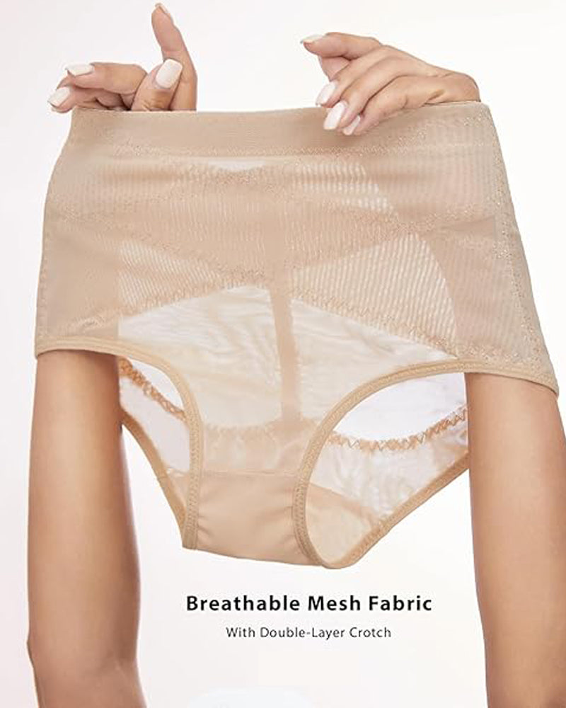 Ropa interior moldeadora de compresión cruzada de talle medio con malla y control de abdomen
