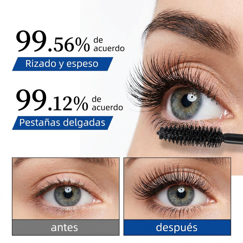 👁️🔥 ¡50% OFF! Máscara de Pestañas Resistente al Agua – Rizos Perfectos Todo el Día