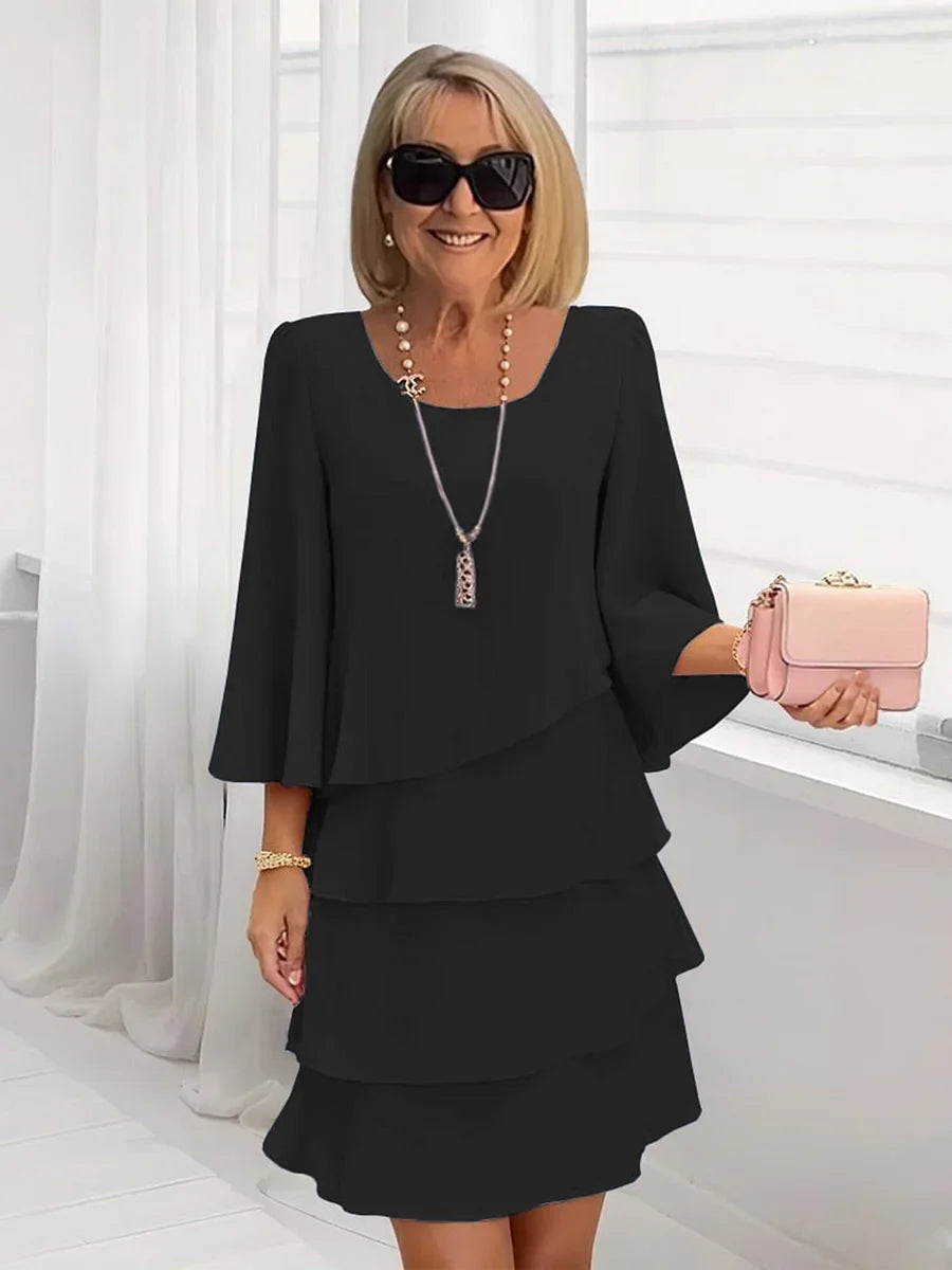 💃✨ Vestido de Mujer con Volantes Escalonados y Mangas Acampanadas – Estilo y Elegancia para Cada Ocasión 🌸👗