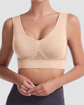 Top deportivo para mujer, transpirable, con soporte alto, diseño calado y anti-flacidez, sujetador para yoga
