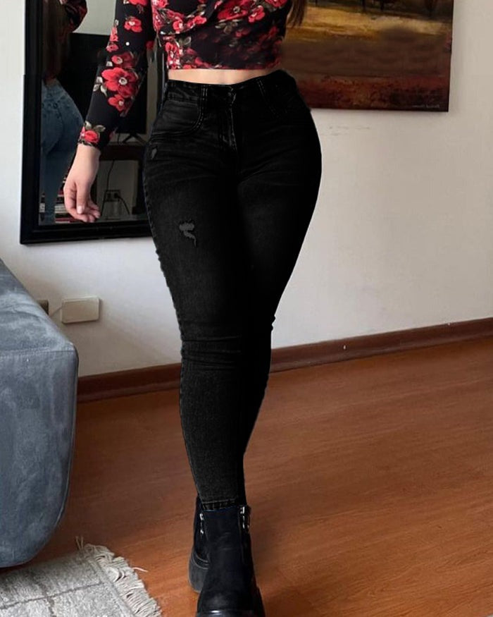 Shapshe® Jeans Ajustados de Mezclilla de Cintura Alta con Control de Abdomen y Levantamiento de Glúteos
