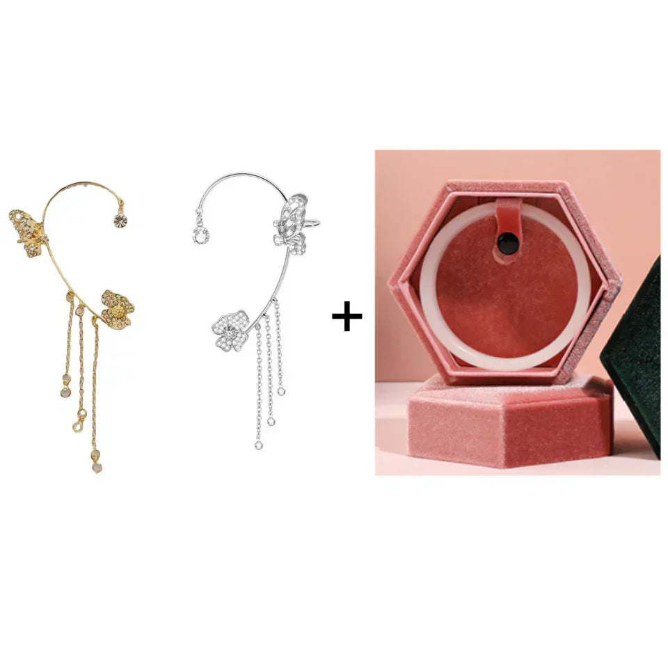 💕 Pendientes de Clip Sencillos con Motivo de Mariposa y Flor – Elegantes, Cómodos y Sin Necesidad de Perforación 🌸🦋