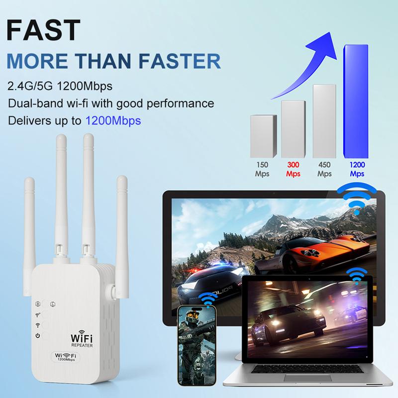 🔥 Amplificador WiFi 2026 – 1200Mbps Banda Dual (5GHz/2.4GHz) 🌐💥 Cubre hasta 10,000 pies² y Conecta hasta 50 Dispositivos 📶🔌 Conexión Estable y Rápida para Todo Tu Hogar 🏠📡