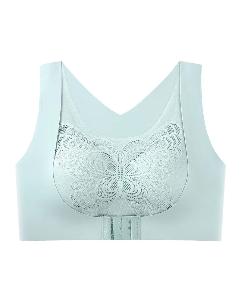 Sostén inalámbrico con copa push-up, broche frontal sin costuras, corrige la joroba