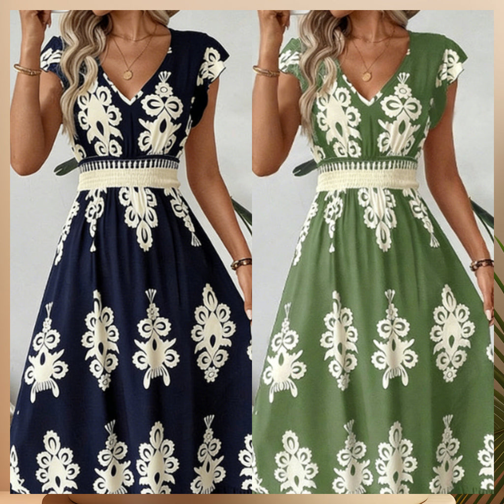 ⏰ ¡Oferta Limitada 50% OFF! 👗 Vestido Maxi Fluido con Estampado Barroco y Escote en V para Mujer – Elegancia y Comodidad Todo el Día 🏖️✨