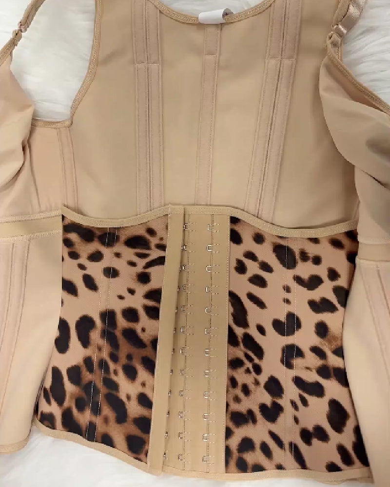 Chaleco de Leopardo para Mujer con Control de Abdomen y Cinturilla Moldeadora con Sostén