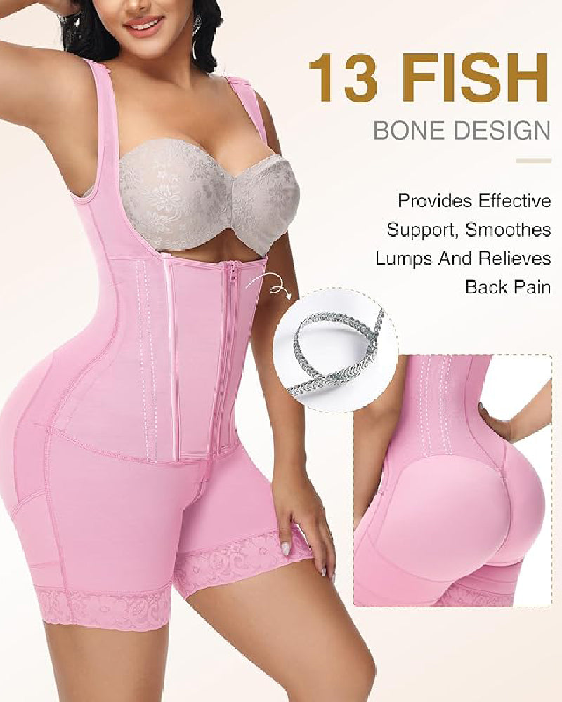 Shapshe® Faja de Alta Compresión con Cremallera Frontal hasta Media Muslo