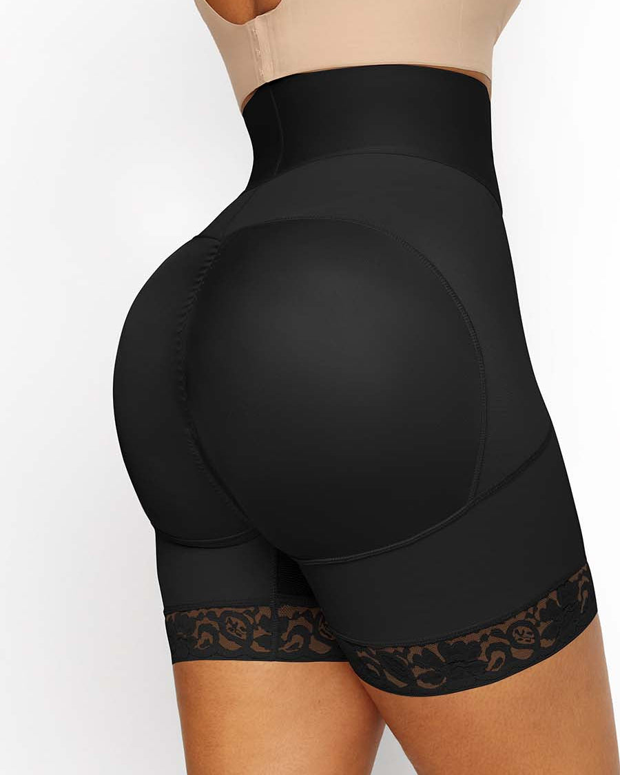 Shorts moldeadores de tiro alto con 3 ballenas para control de abdomen y realce de glúteos