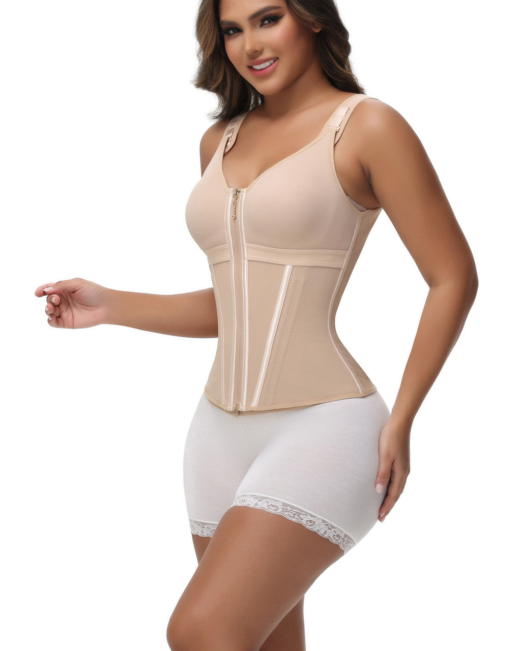 Shapshe® Corsé de Látex con Varillas para Mujer, Cierre de Cremallera, Moldeador de Abdomen con Sujetador