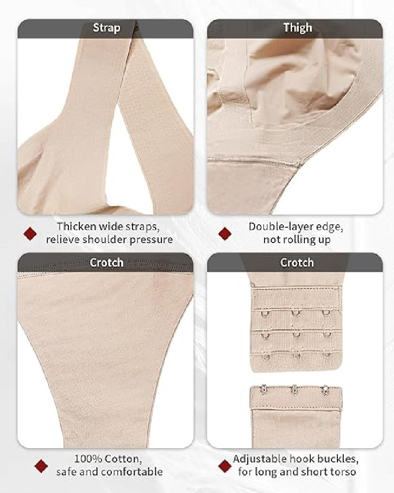 Shapshe® Body de Verano Sin Costuras de Seda Helada para Mujer con Control de Abdomen, Compresión y Escote en V