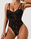 Body de encaje sexy para mujer, con parche de malla, bustier transpirable, moldeador de busto