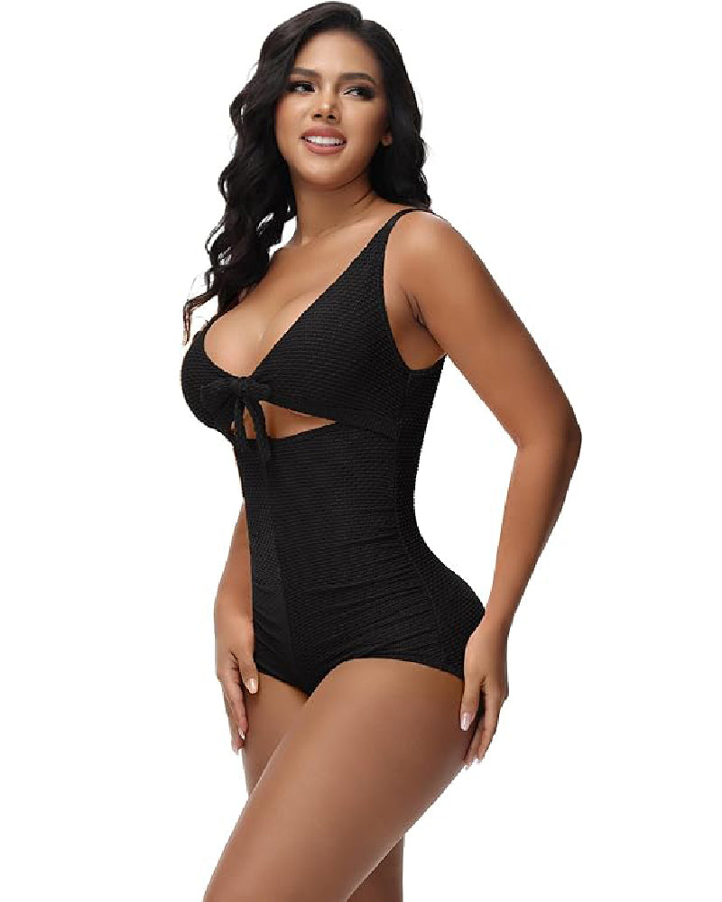 Shapshe® Traje de Baño Femenino con Control de Abdomen, Recorte, Nudo Frontal y Push Up Moldeador
