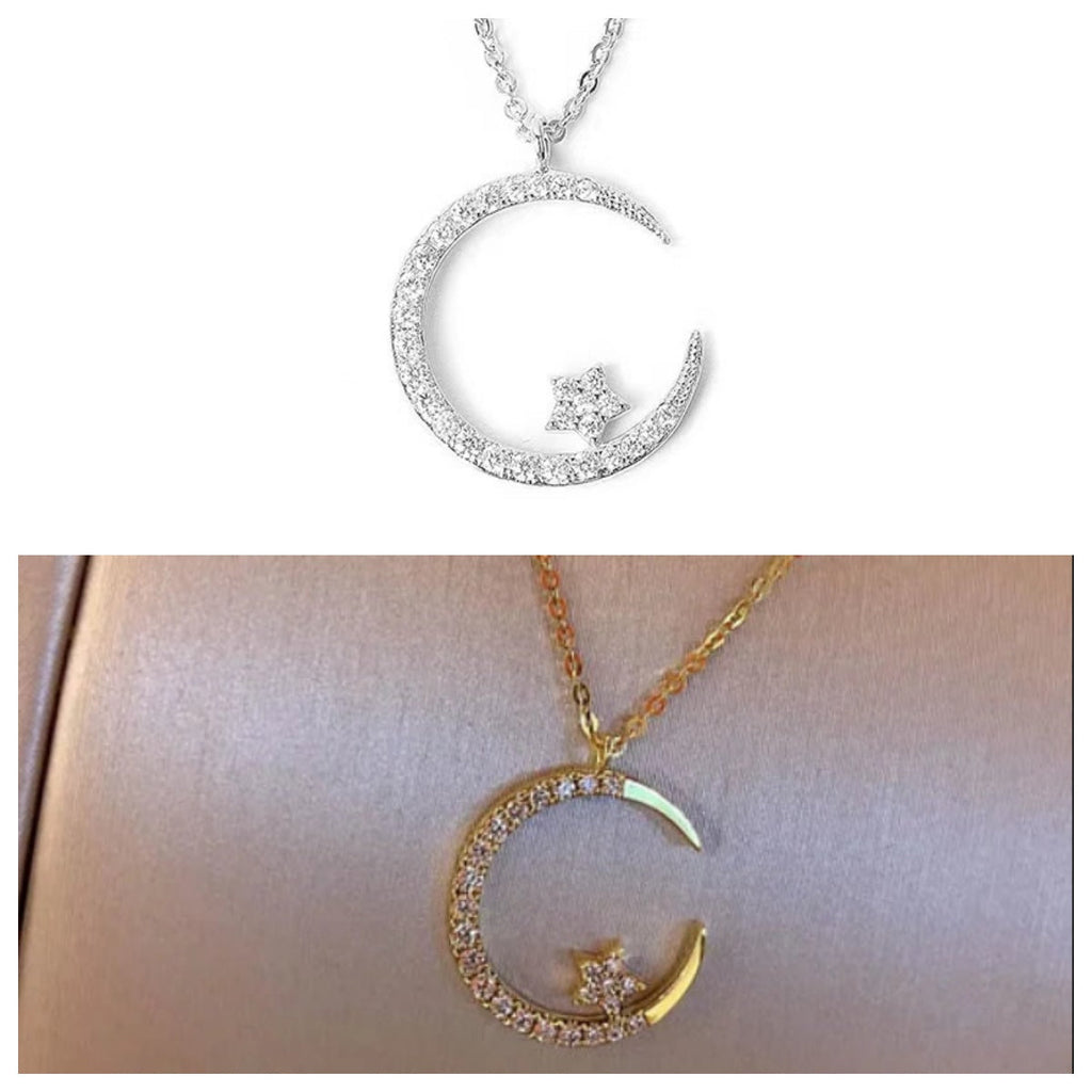 💕 50% DE DESCUENTO 💕 Noche Brillante: Collar Luna y Estrella 🌙