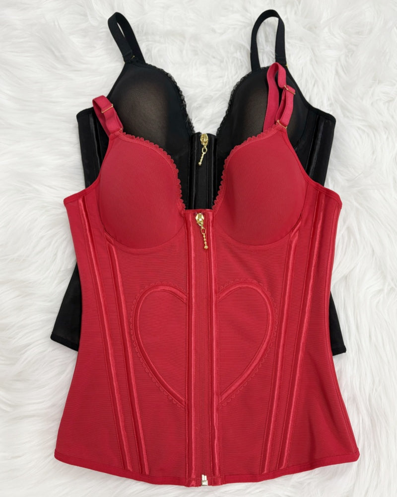Shapshe® Fajas Colombianas Corset Top con Cremallera Entrenador de Cintura Love Pattern