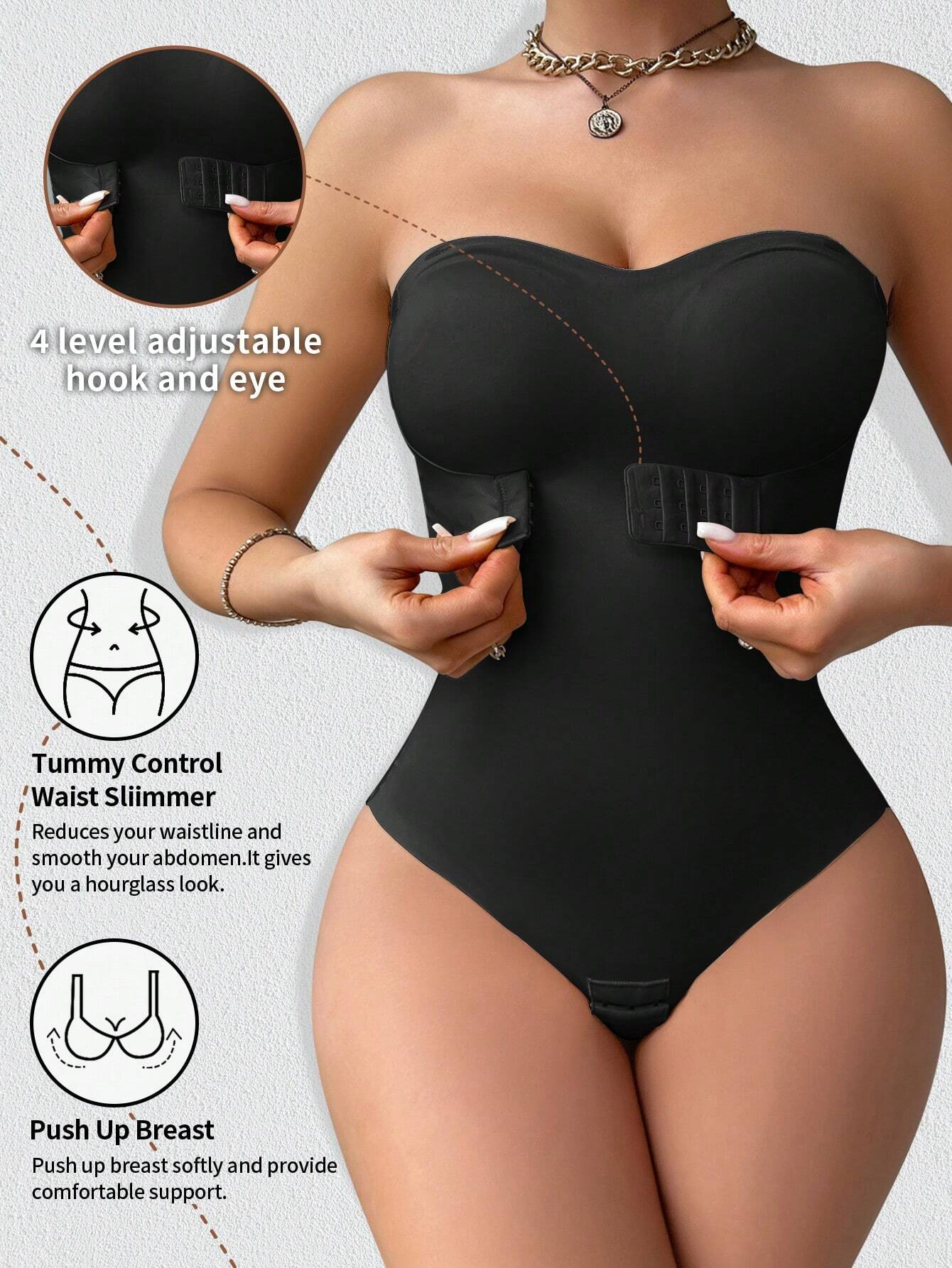 Body Shaper Femenino Sin Tirantes Control Abdomen Enterizo Sin Costuras con Tanga