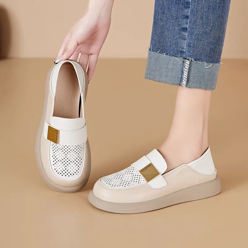 Sandalias Planas Cuero Suave Travesía Aura Calma, Comodidad y Estilo Todo el Día