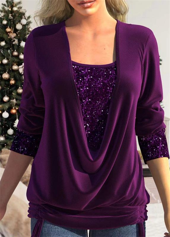 ✨💃 Top Falso de Dos Piezas con Lentejuelas – Elástico, Ajuste Smock y Estilo de Fiesta 🎉