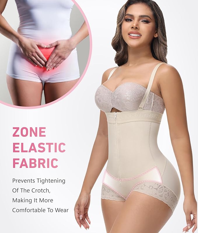 Shapshe® Fajas Colombianas Moldeadoras con Cremallera, Control de Abdomen, Abrir en el Busto, Prenda de Compresión Shapewear