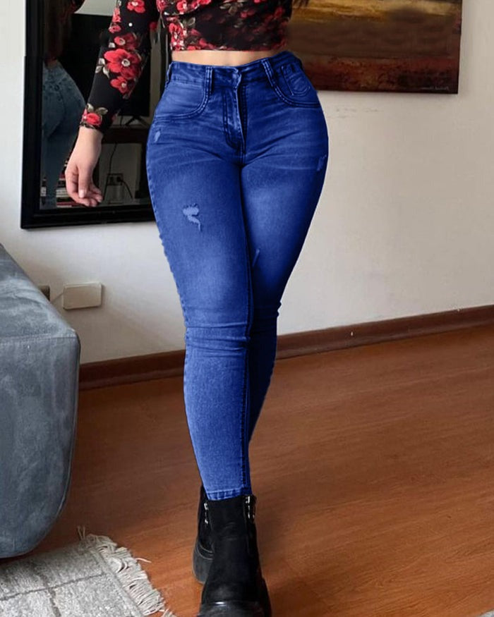 Shapshe® Jeans Ajustados de Mezclilla de Cintura Alta con Control de Abdomen y Levantamiento de Glúteos