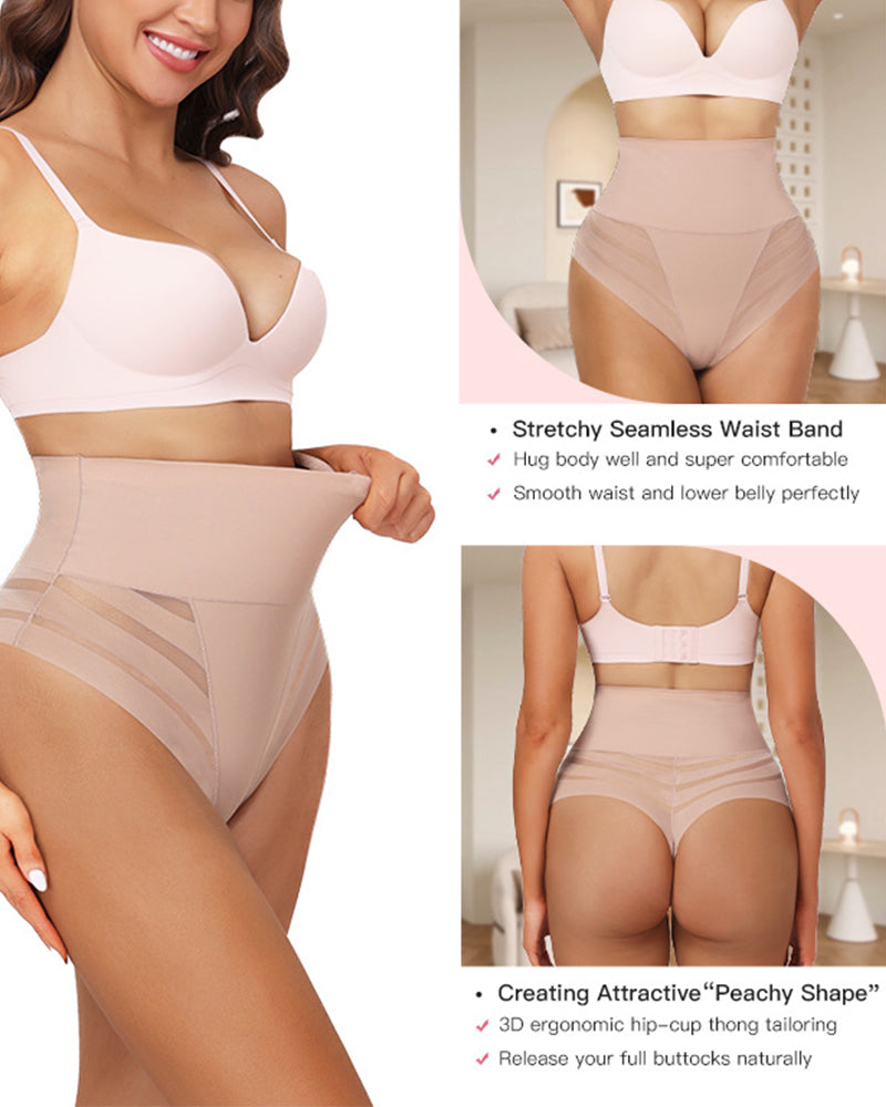 Faja Moldeadora Femenina Sexy de Cintura Media con Encaje Único, Tanga Sin Costuras
