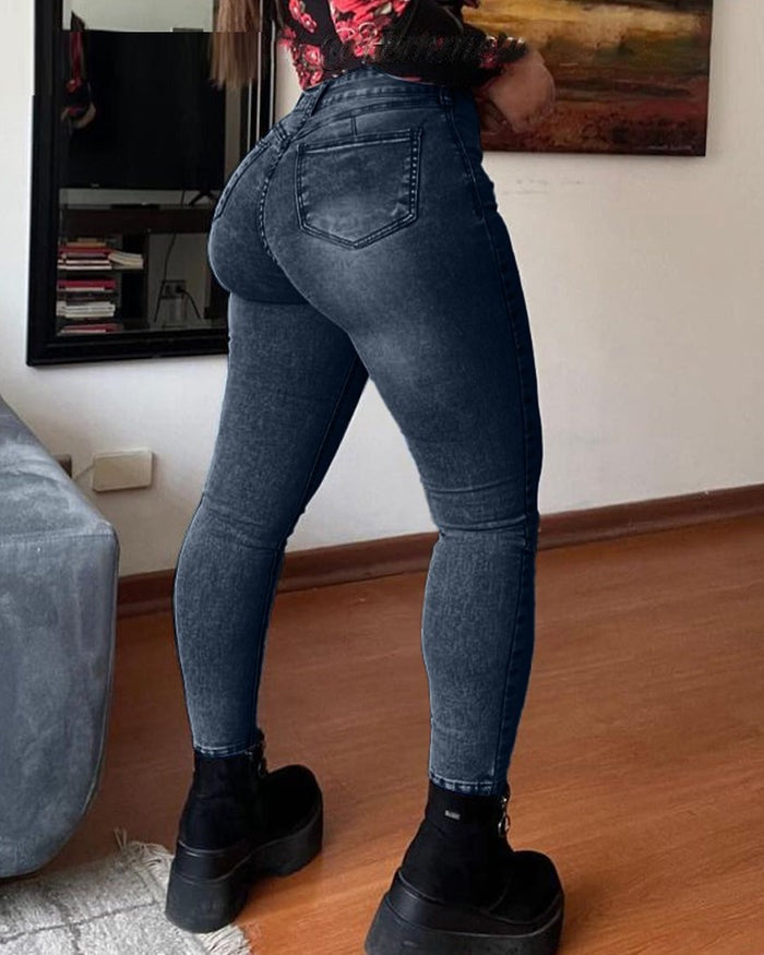 Shapshe® Jeans Ajustados de Mezclilla de Cintura Alta con Control de Abdomen y Levantamiento de Glúteos
