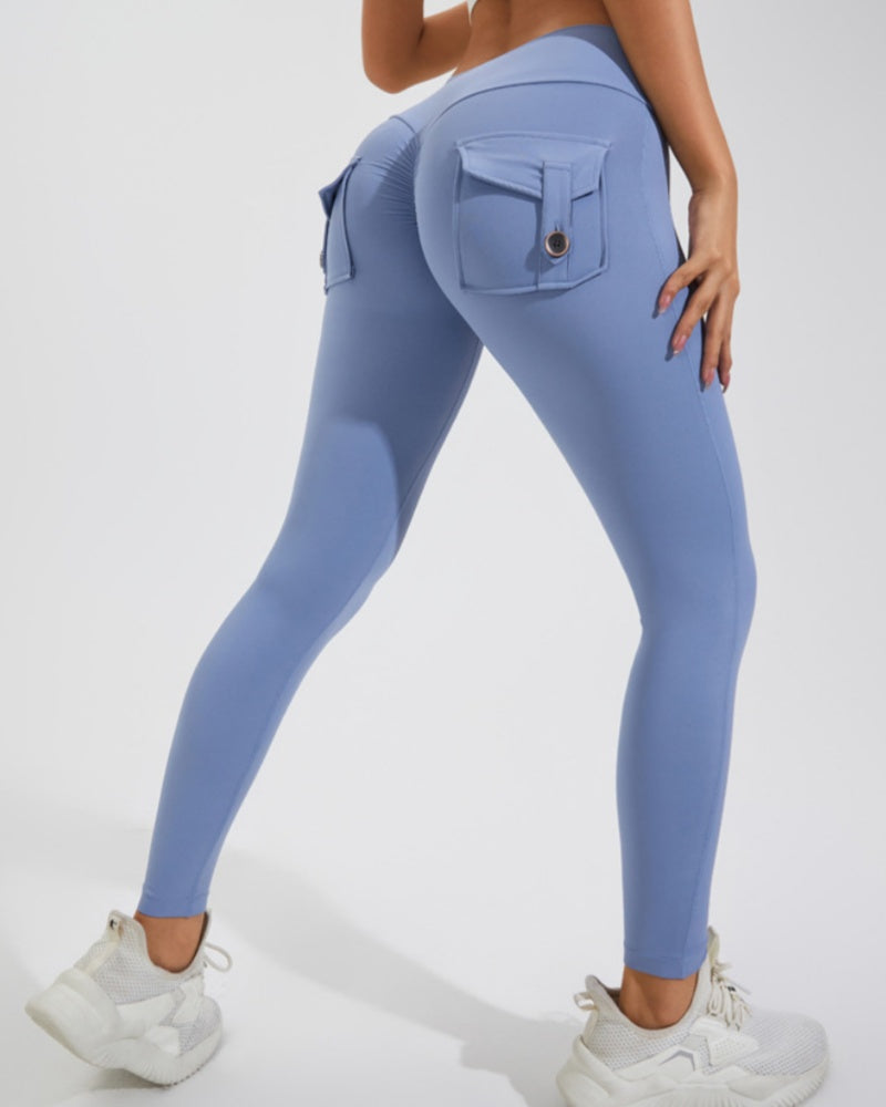 Leggings Deportivos Melocotón con Bolsillos Cargo