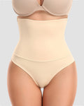 Calzones moldeadores de cintura alta con control de abdomen para mujer, sin costuras y con encaje combinado