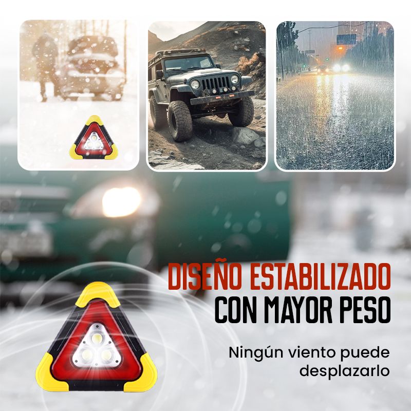 🚨 Luz Solar de Emergencia Triangular 2 en 1 – Advertencia y Seguridad en la Carretera 🛣️⚡
