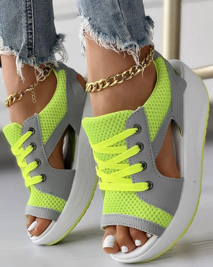 ✨SANDALIAS MUFFIN CON CORDONES Y ABERTURAS CON PANELES EN CONTRASTE✨