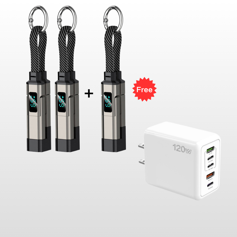 🔌⚡ ¡OFERTA 50% OFF! Cable de Llavero 4 en 1 – Carga Rápida y Siempre Contigo