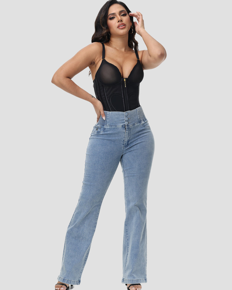Jeans Shapshe® Skinny Acampanados de Tiro Alto con Cintura Elástica